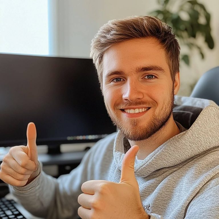 Ένας έφηβος κάνει thumbs up